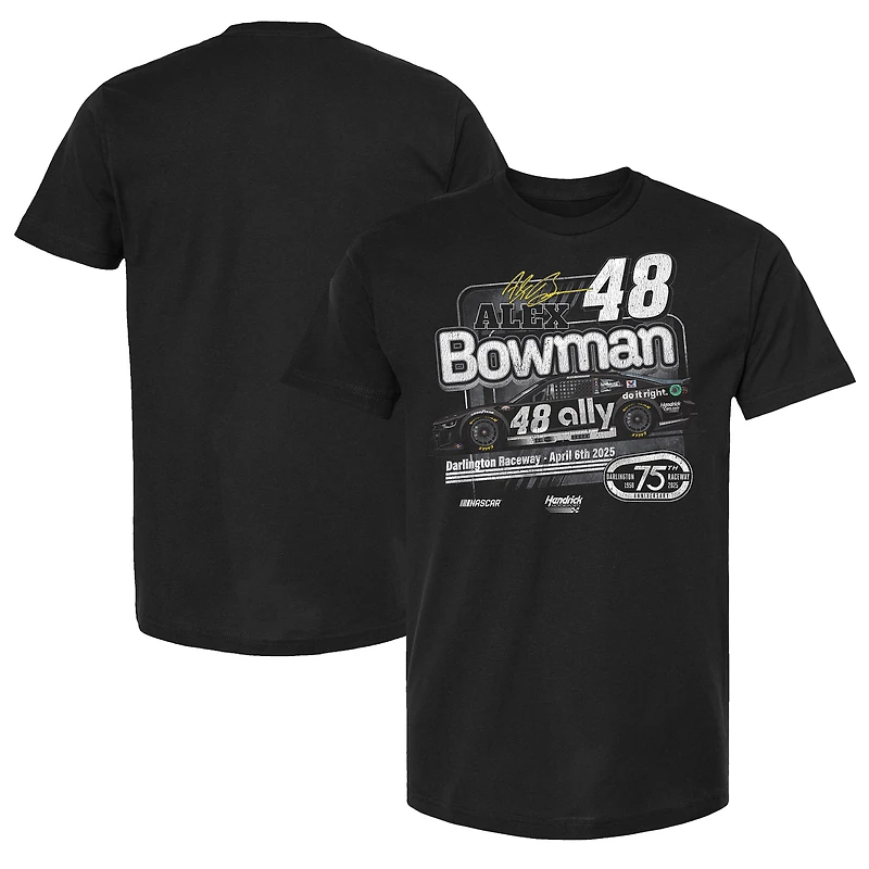 T-shirt rétro noir pour homme de la collection Hendrick Motorsports Team, à l'effigie d'Alex Bowman et d'Ally Darlington.