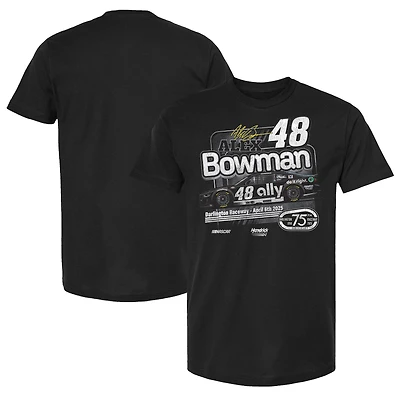 T-shirt rétro noir pour homme de la collection Hendrick Motorsports Team, à l'effigie d'Alex Bowman et d'Ally Darlington.