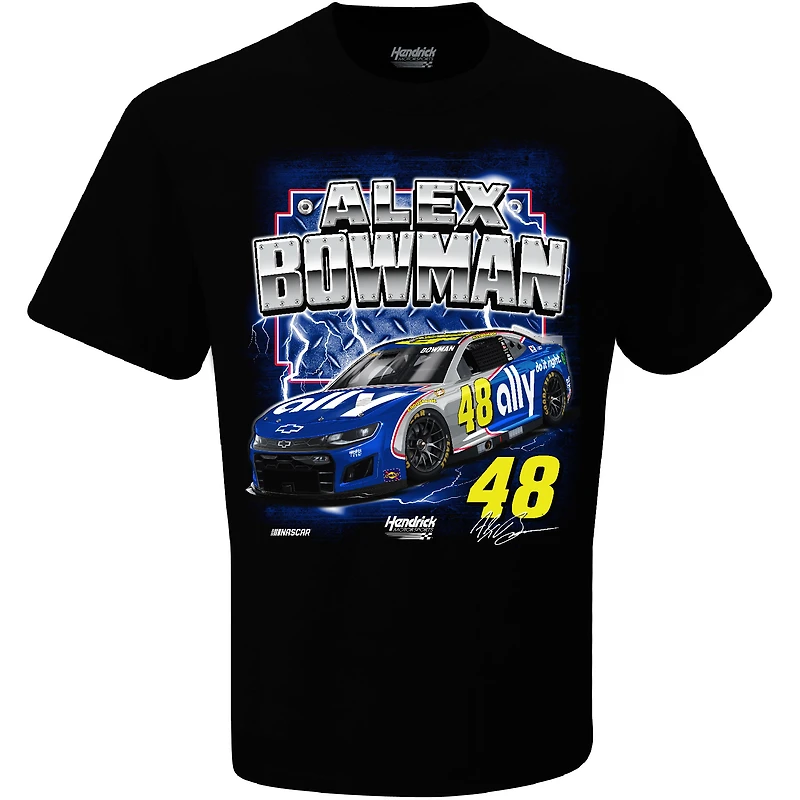 T-shirt noir de la collection Hendrick Motorsports Team pour hommes, allié d'Alex Bowman, Darlington