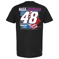 T-shirt patriotique pour homme de la collection Hendrick Motorsports Team, noir, avec le logo Alex Bowman Ally