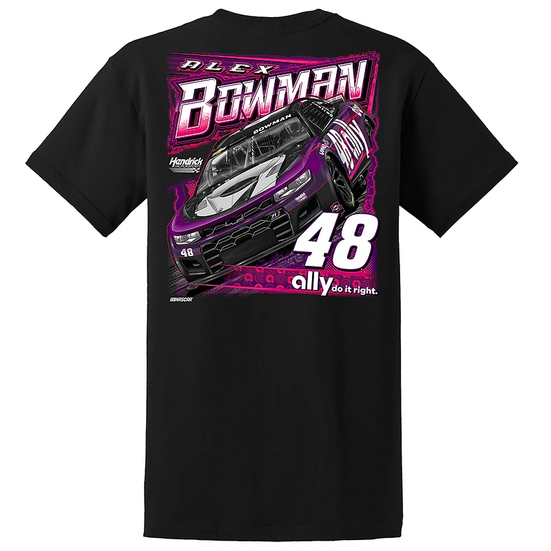 T-shirt noir pour homme de la collection Hendrick Motorsports Team avec voiture Alex Bowman