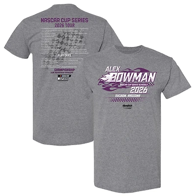 Men's Hendrick Motorsports Team Collection  Heather Charcoal Alex Bowman 2026 NASCAR Schedule T-Shirt