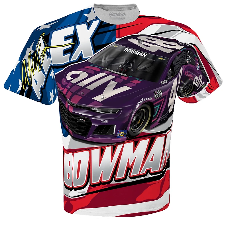 Collection Hendrick Motorsports Team pour homme, blanc, Alex Bowman Ally, t-shirt ton sur patriotique