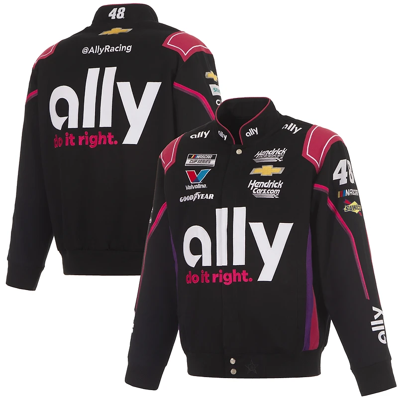 Veste d'uniforme en sergé à boutons-pression Alex Bowman Ally noire JH Design pour homme