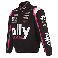 Men's JH Design Black Alex Bowman ally Twill Driver Uniform Full-Snap Jacket