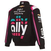 Men's JH Design Black Alex Bowman ally Twill Driver Uniform Full-Snap Jacket