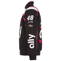 Men's JH Design Black Alex Bowman ally Twill Driver Uniform Full-Snap Jacket
