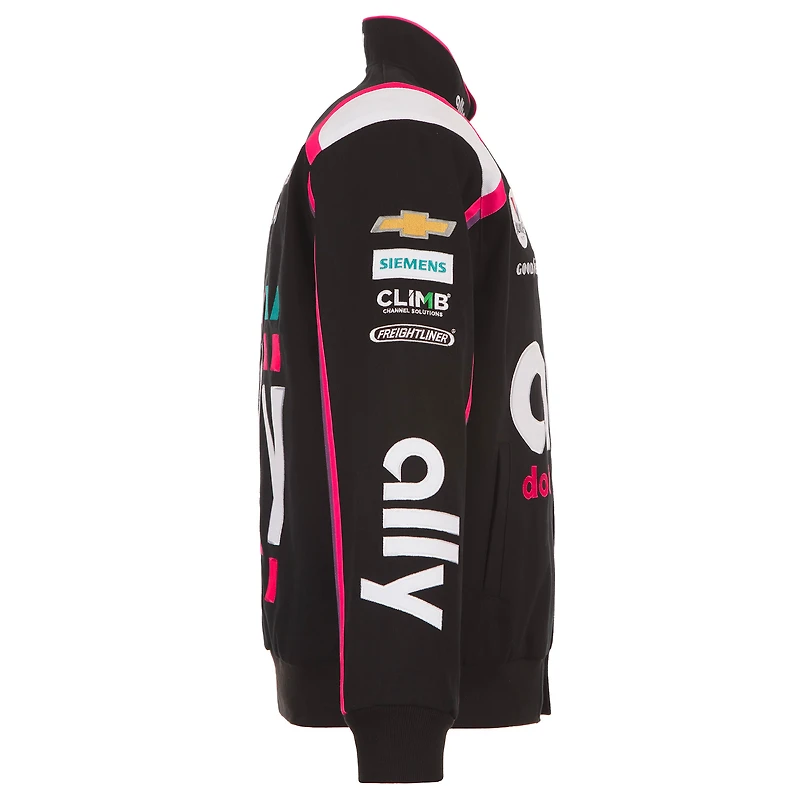 Men's JH Design Black Alex Bowman ally Twill Driver Uniform Full-Snap Jacket