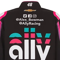 Men's JH Design Black Alex Bowman ally Twill Driver Uniform Full-Snap Jacket