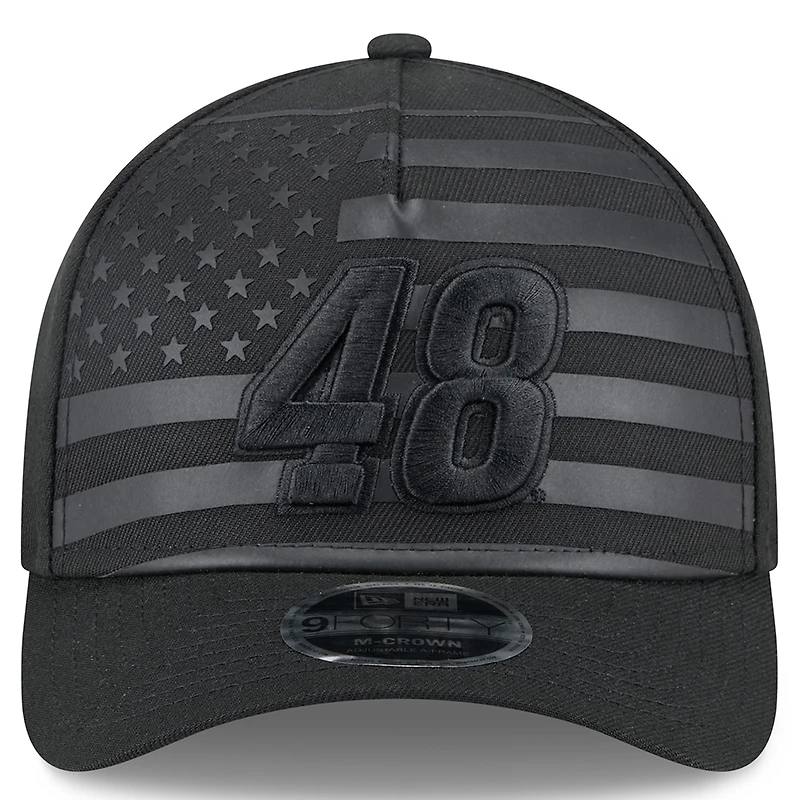 Men's New Era Black Alex Bowman American Flag 9FORTY M-Crown A-Frame Adjustable Hat