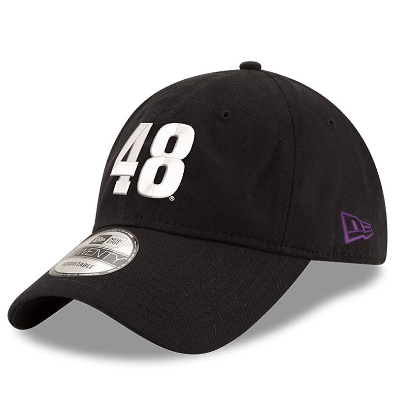 Casquette ajustable New Era Alex Bowman noire délavée aux enzymes 9TWENTY pour homme