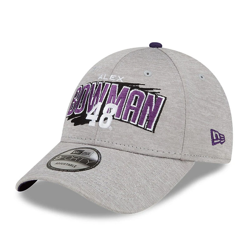 Casquette ajustable New Era grise Alex Bowman 9FORTY pour homme