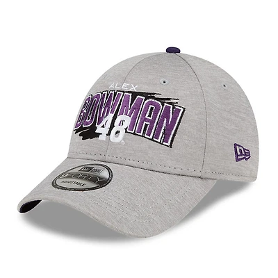 Casquette ajustable New Era grise Alex Bowman 9FORTY pour homme