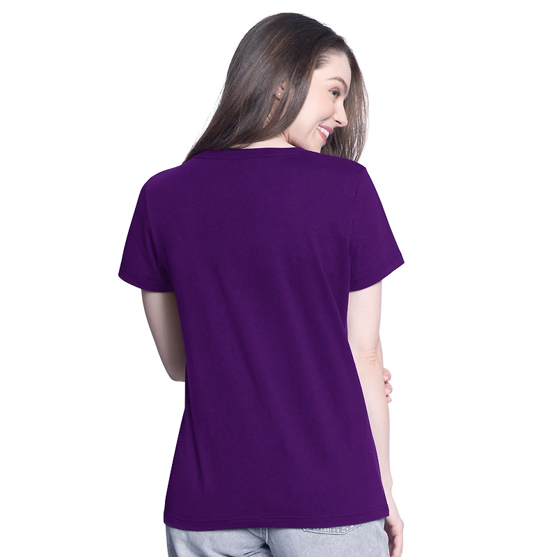 T-shirt col en V violet G-III 4Her de Carl Banks pour femme avec inscription Alex Bowman Batter Up