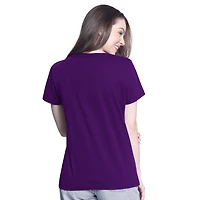 T-shirt col en V violet G-III 4Her de Carl Banks pour femme avec inscription Alex Bowman Batter Up