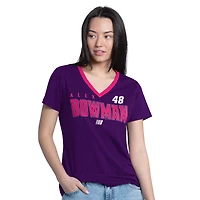 T-shirt à col en V violet G-III 4Her par Carl Banks pour femmes, modèle Alex Bowman Best Team