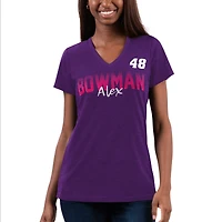 T-shirt à col en V violet Alex Bowman Snap G-III 4Her by Carl Banks pour femme