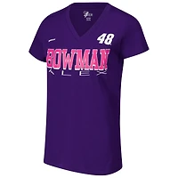 T-shirt à col en V violet G-III 4Her de Carl Banks pour femme avec le slogan Alex Bowman Strategy