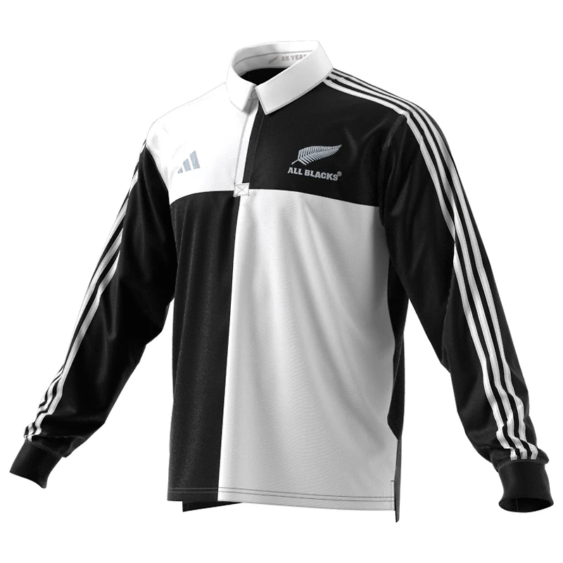 All Blacks adidas 2024/25 Long Sleeve Polo Jersey - Black
