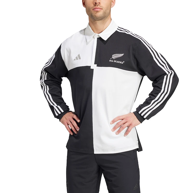 All Blacks adidas 2024/25 Long Sleeve Polo Jersey - Black