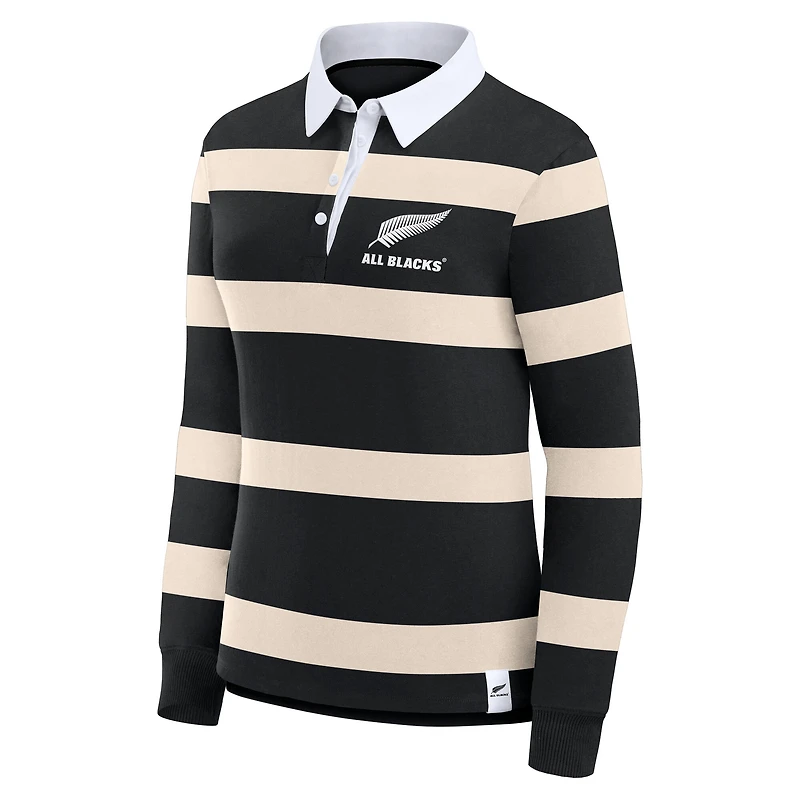 Polo rayé à manches longues All Blacks Fanatics - Noir Femme