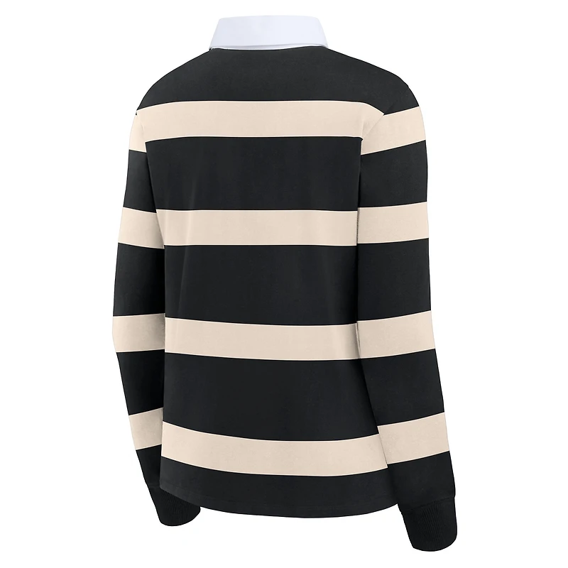Polo rayé à manches longues All Blacks Fanatics - Noir Femme