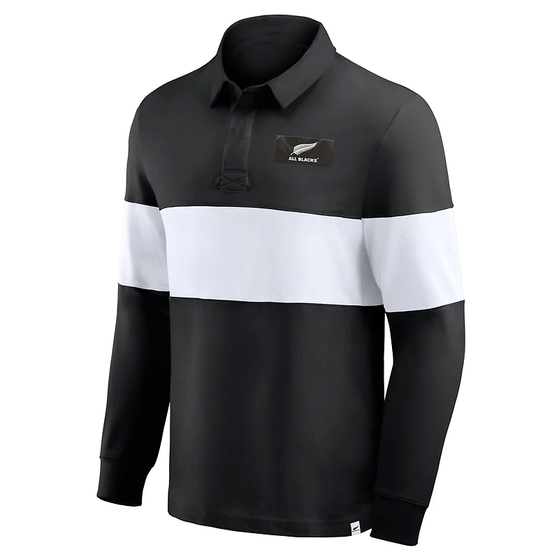 Polo rayé à manches longues All Blacks Fanatics - Noir