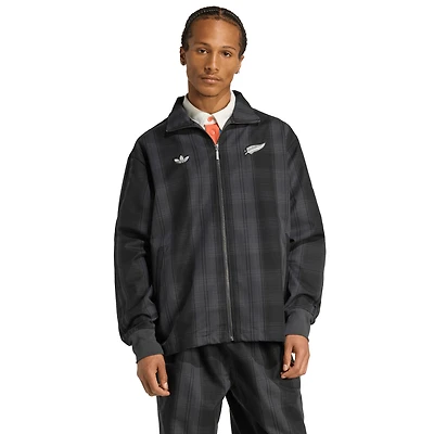 Veste zippée adidas Plaid Firebird All Blacks pour homme - Noir
