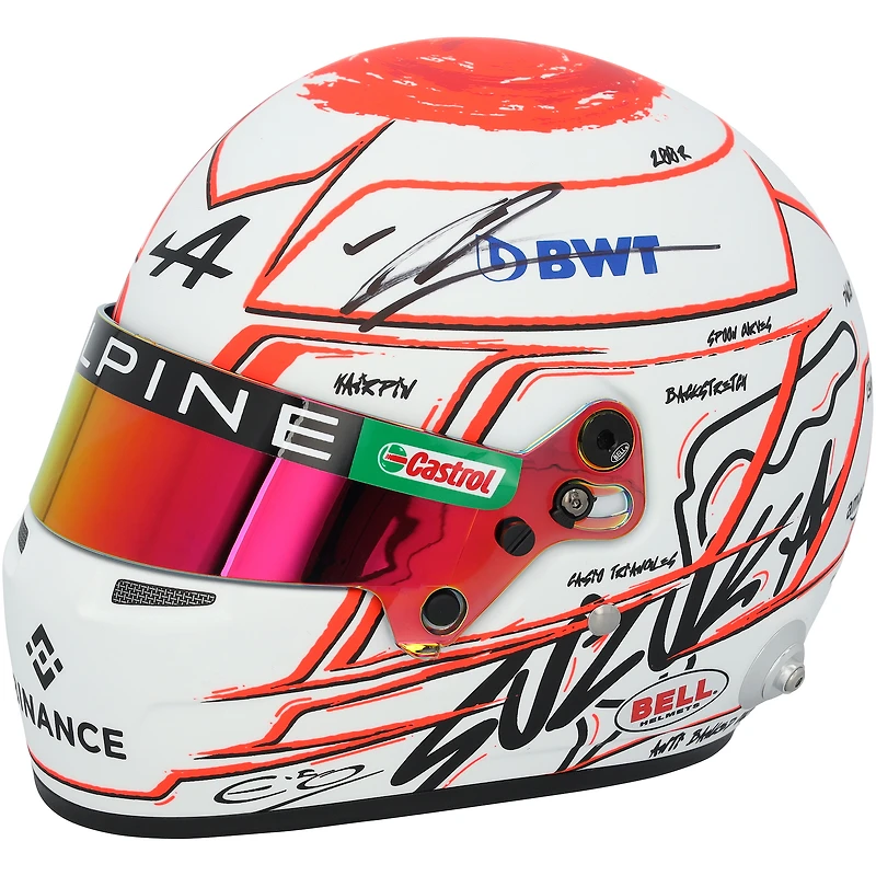 Casque de Formule 1 japonais à l'échelle 1:2, autographié par Esteban Ocon (BWT Alpine Team)