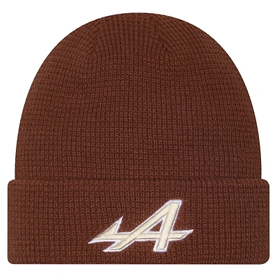 Bonnet en tricot gaufré marron Alpine de New Era pour homme