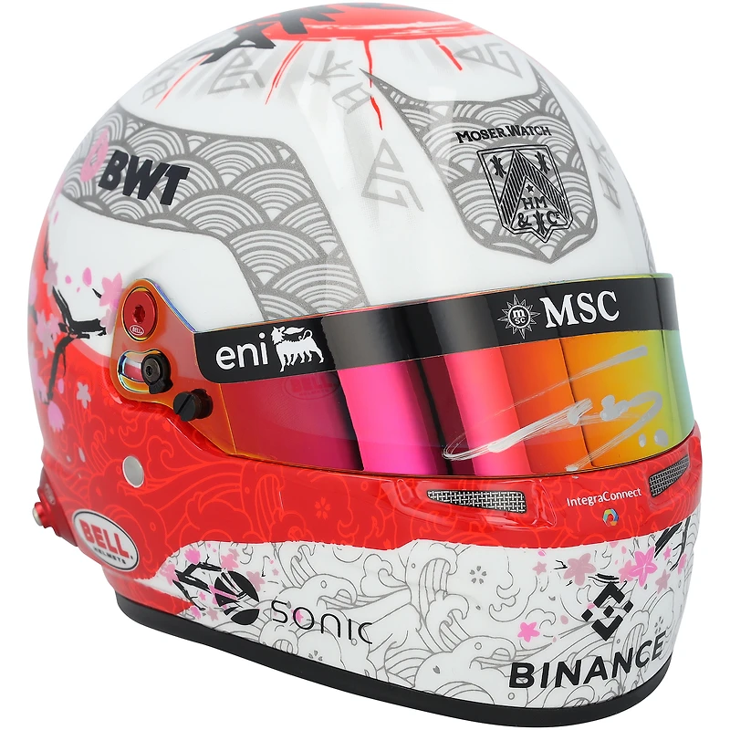 Mini casque rouge F1 de Pierre Gasly BWT Alpine, saison Suzuka 2025, autographié