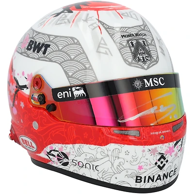 Mini casque rouge F1 de Pierre Gasly BWT Alpine, saison Suzuka 2025, autographié