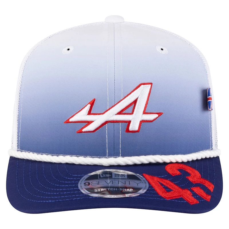 Unisex New Era Franco Colapinto White/Blue Alpine Silverstone 9SEVENTY Trucker Adjustable Hat