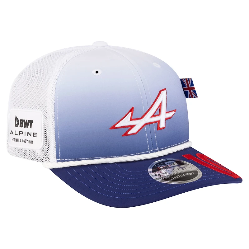 Unisex New Era Pierre Gasly White/Blue Alpine Silverstone 9SEVENTY Trucker Adjustable Hat