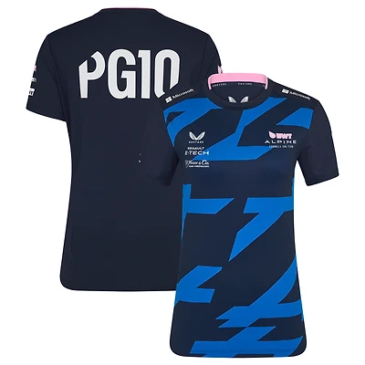 T-shirt pilote bleu marine Castore Pierre Gasly Alpine 2025 Team Wear pour femme