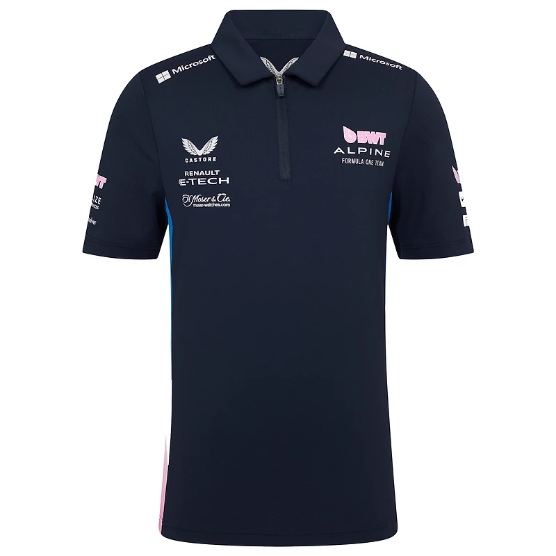 Polo bleu marine Alpine 2025 pour jeunes de l'équipe Castore