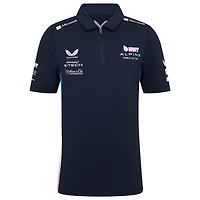 Polo bleu marine Alpine 2025 pour jeunes de l'équipe Castore