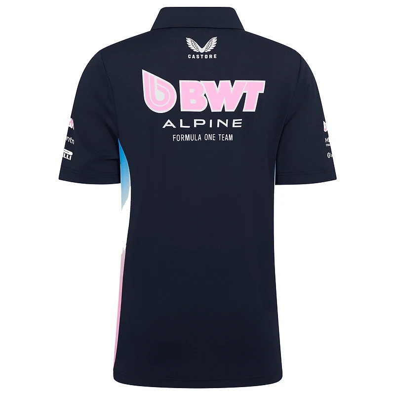 Polo bleu marine Alpine 2025 pour jeunes de l'équipe Castore