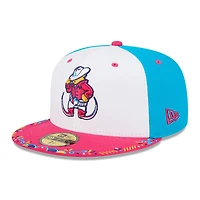 Casquette ajustée New Era 59FIFTY pour homme, blanche et rose Amarillo Sod Poodles 2026 Copa De La Diversion