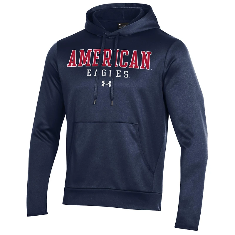 Men's Under Armour Navy American University Eagles Wordmark Performance Fleece Pullover Hoodie