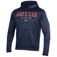 Men's Under Armour Navy American University Eagles Wordmark Performance Fleece Pullover Hoodie