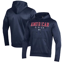 Men's Under Armour Navy American University Eagles Wordmark Performance Fleece Pullover Hoodie