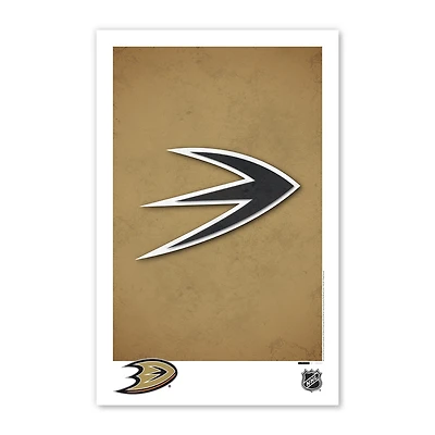 Affiche minimaliste avec logo des Ducks d'Anaheim 11" x 17"