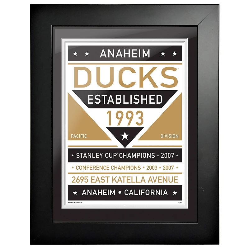 Canards d'Anaheim - Oeuvre encadrée bicolore 12'' x 16''