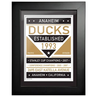 Canards d'Anaheim - Oeuvre encadrée bicolore 12'' x 16''