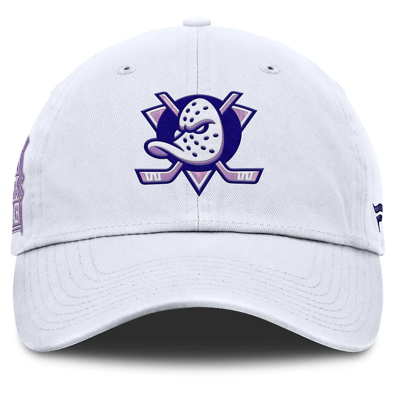 Men's Fanatics  White Anaheim Ducks Authentic Pro Hockey Fights Cancer Adjustable Hat