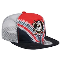 Men's New Era  Black/Orange Anaheim Ducks Throwback V-Dye Adjustable Golfer Hat