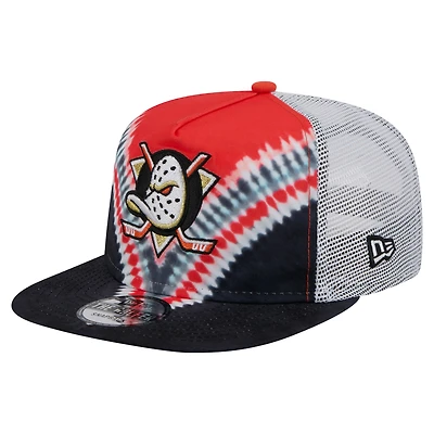 Men's New Era  Black/Orange Anaheim Ducks Throwback V-Dye Adjustable Golfer Hat