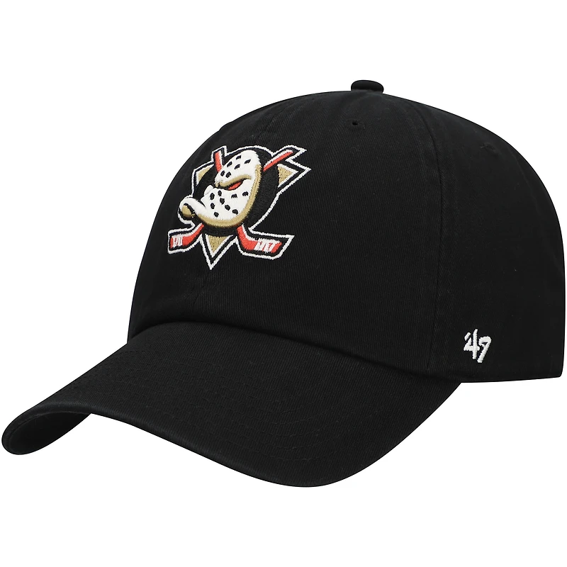 Men's '47 Black Anaheim Ducks Core Logo Clean Up Adjustable Hat