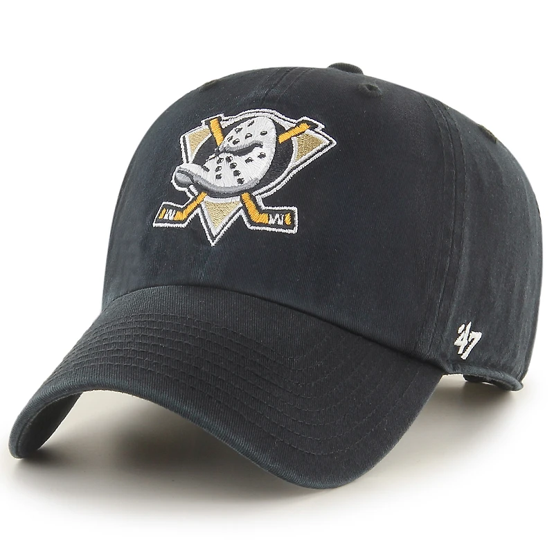 Men's '47 Black Anaheim Ducks Logo Clean Up Adjustable Hat